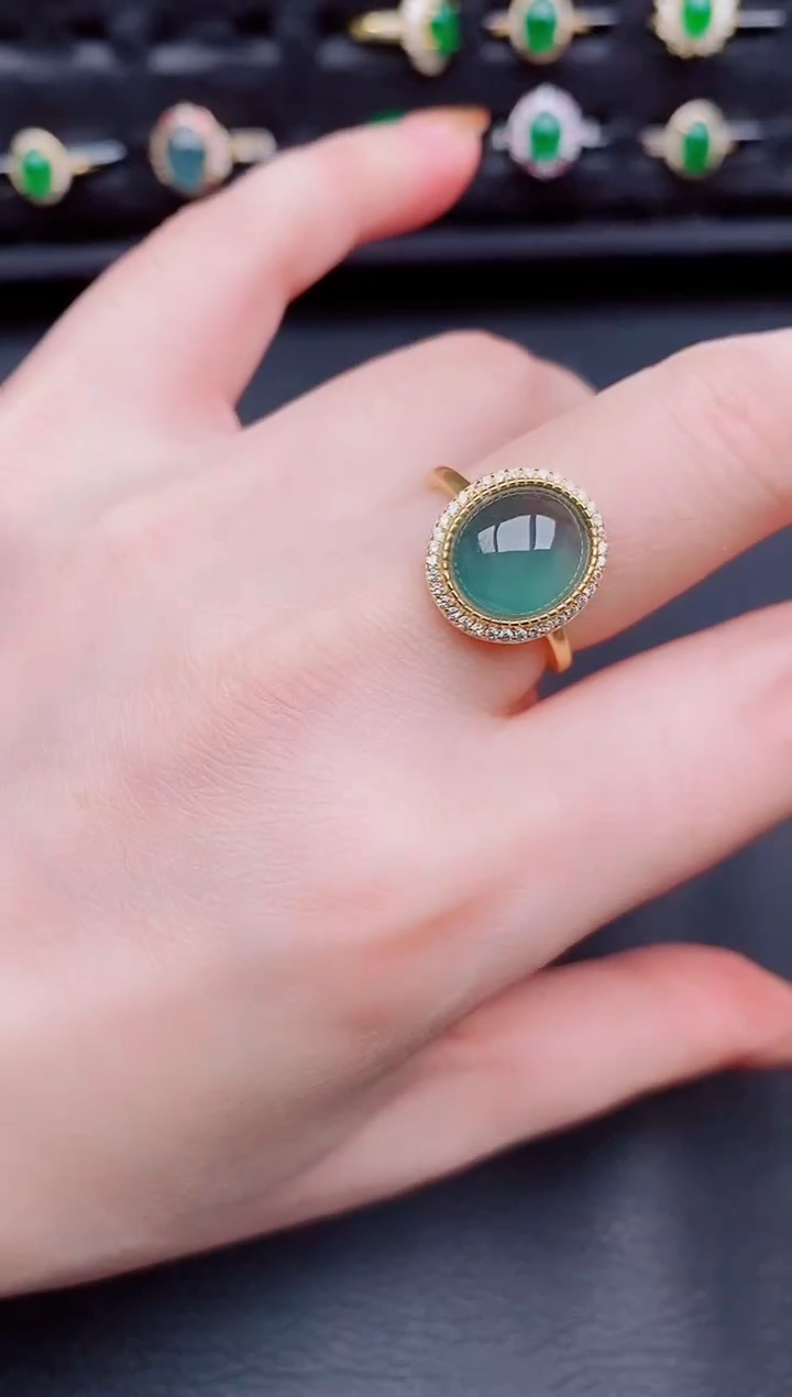 【闪购商品】翡翠戒指银S925镶嵌天然a货翡翠114