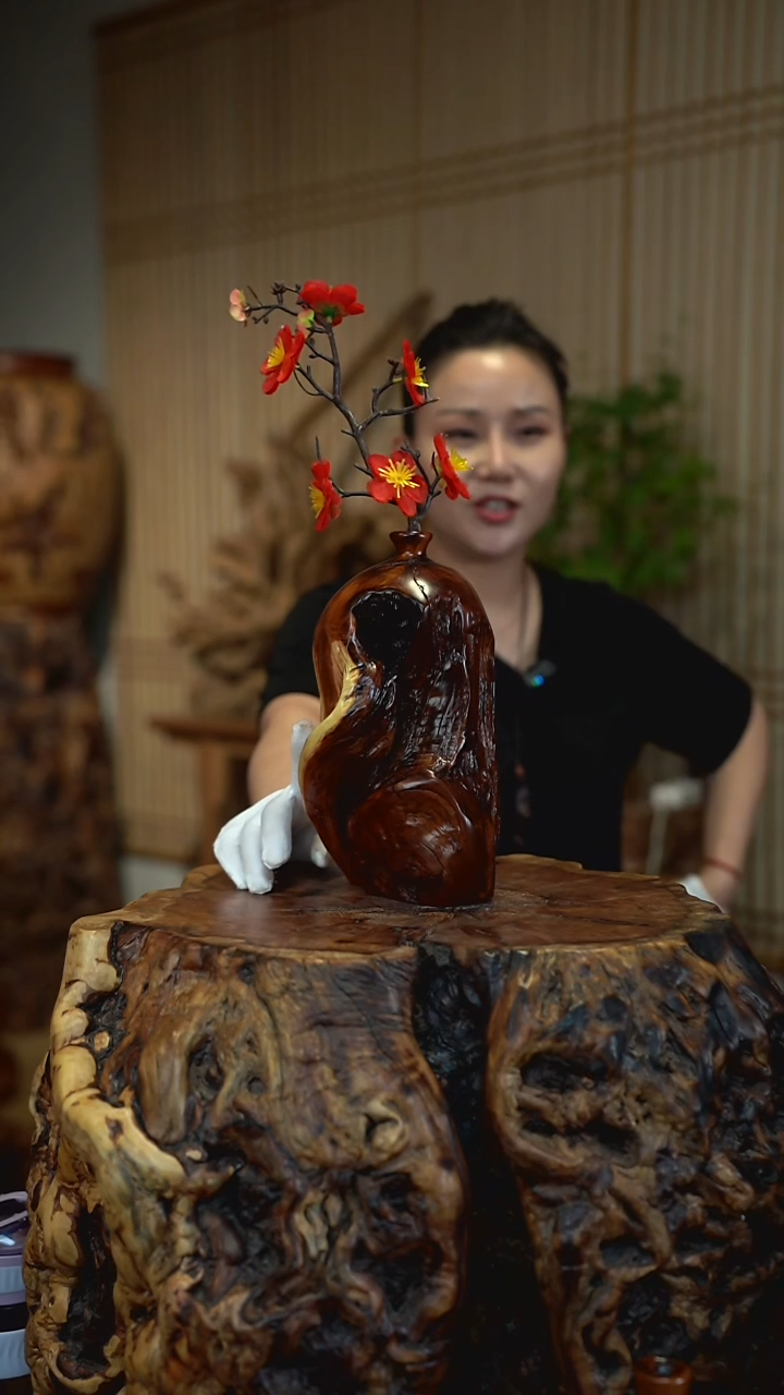 枣木雷击枣木花器