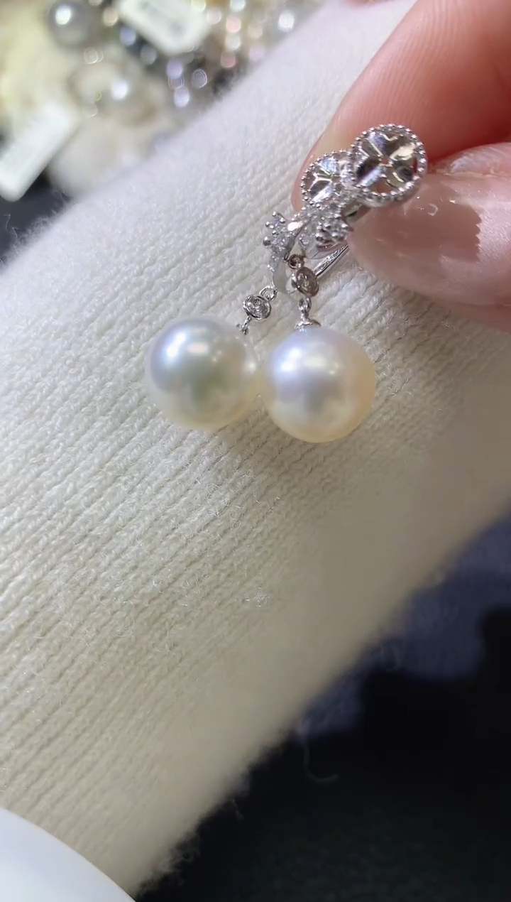【闪购商品】海水珍珠耳饰18K金镶嵌D29珍珠