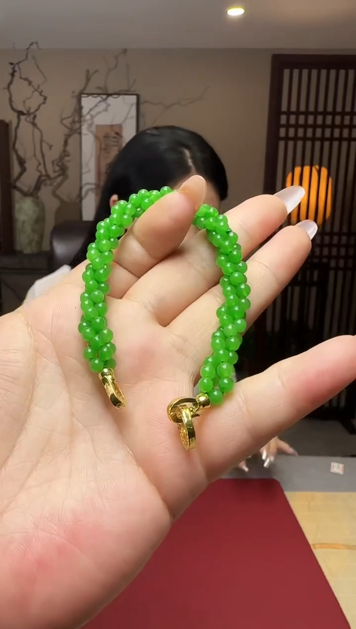 珐琅足银甄选好物 I 俄碧苹果绿多根缠绕手链