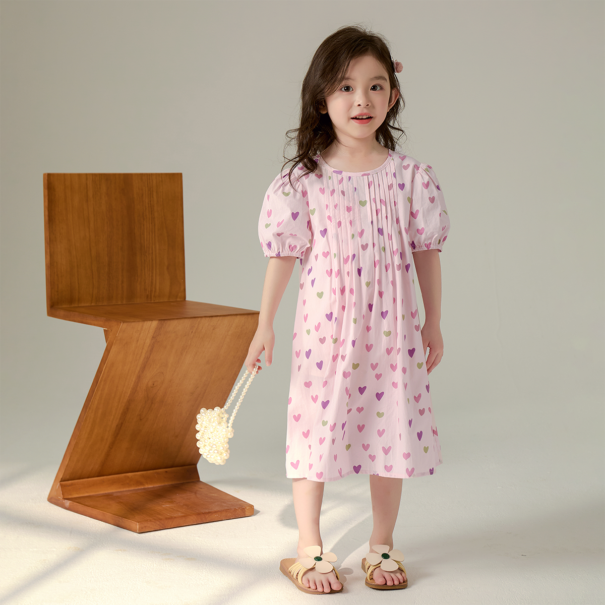 现货【爱心裙】100棉5342单层连衣裙女童新款夏装韩版短袖爱心裙子