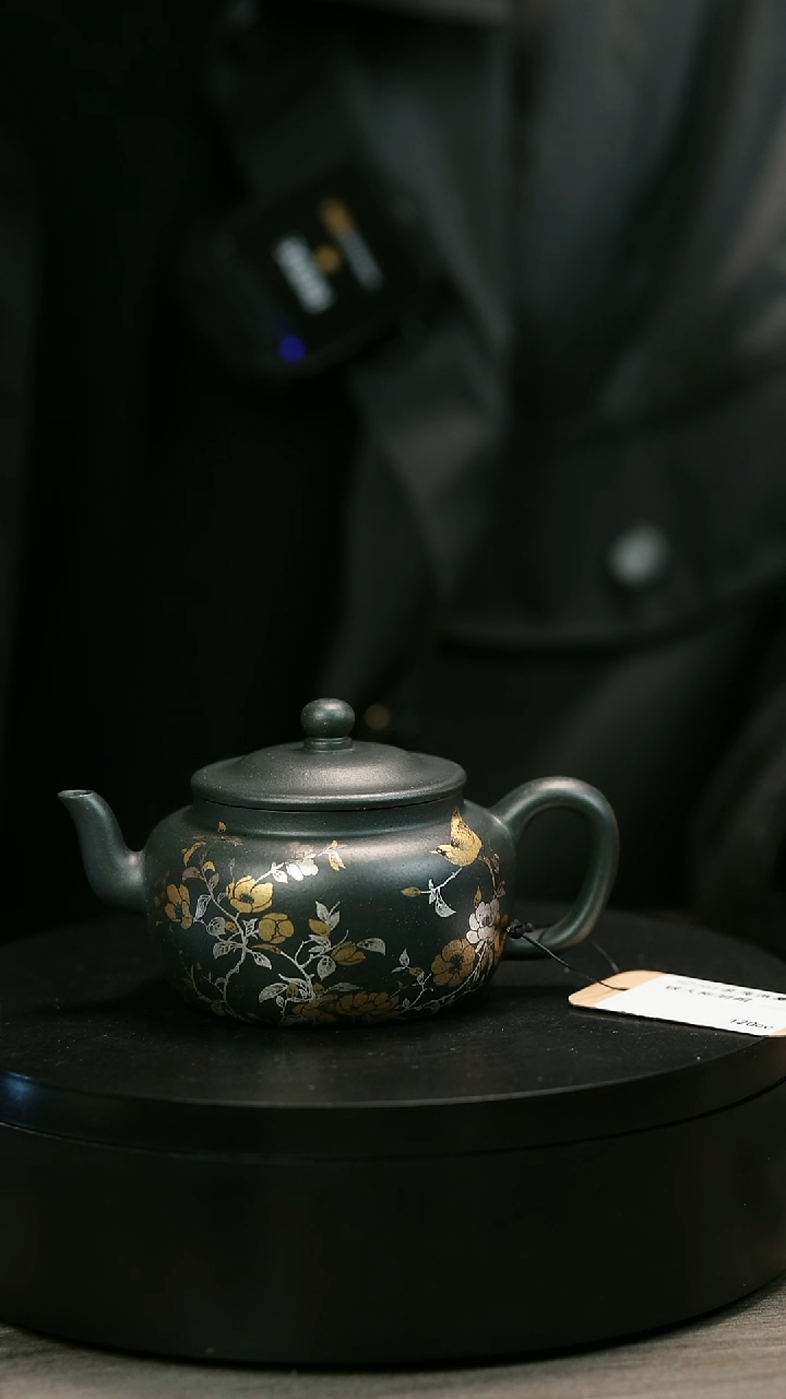 茶壶紫砂弘*H2261余海燕墨绿描银大彬旭帽