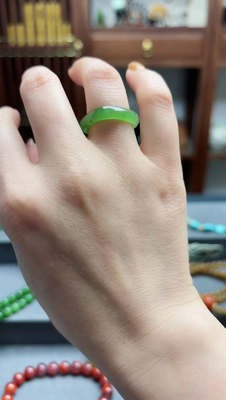 【闪购商品】和田玉未镶嵌指环和田玉指环13-14#BDD有色根