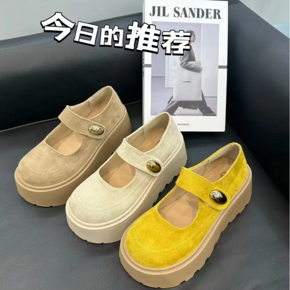 【周总工厂订单】985厚底玛丽珍女鞋2025新款勃肯鞋浅口圆头单鞋