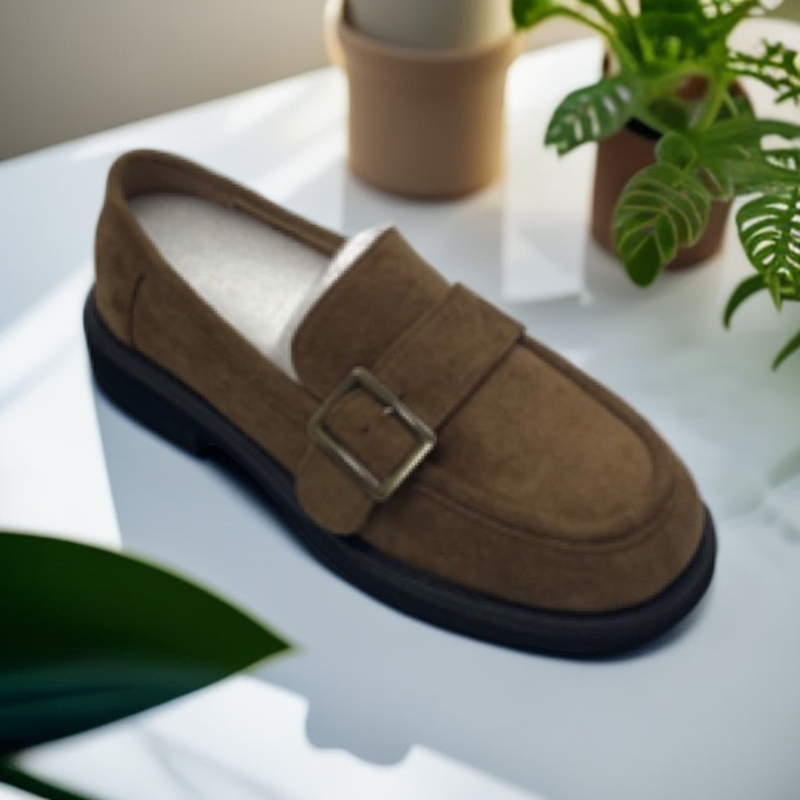 C3圆头搭扣型秋季一脚蹬复古乐福鞋时尚豆豆鞋60501