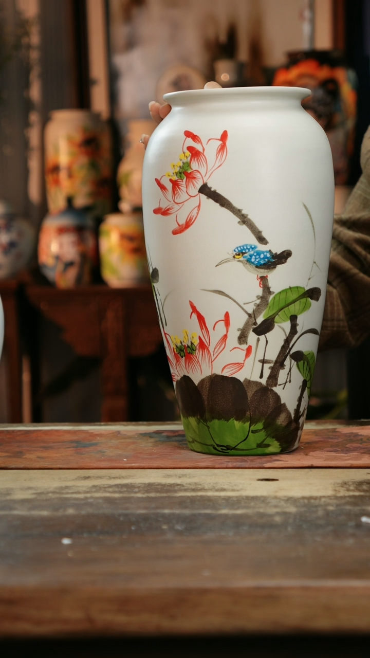 【闪购商品】瓷片景德镇纯手工釉下彩精品花瓶