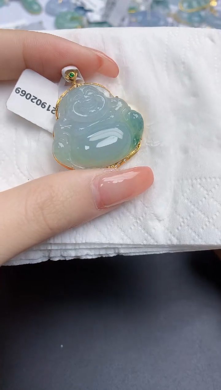 【闪购商品】翡翠颈饰18K金镶嵌天然缅甸翡翠A货