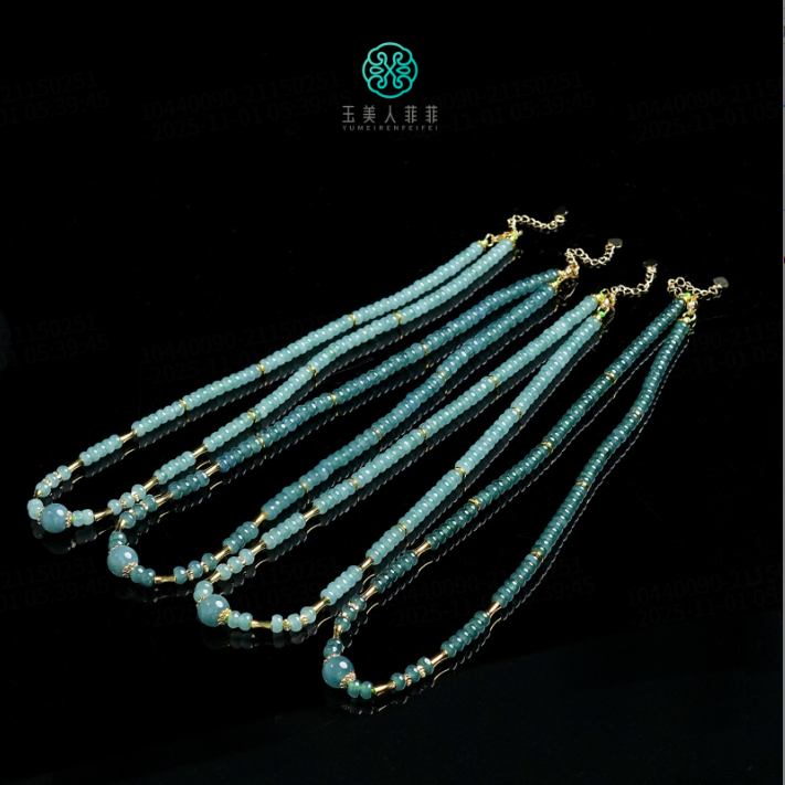 石惑珠宝%翡翠项链约5mm%多样性发一
