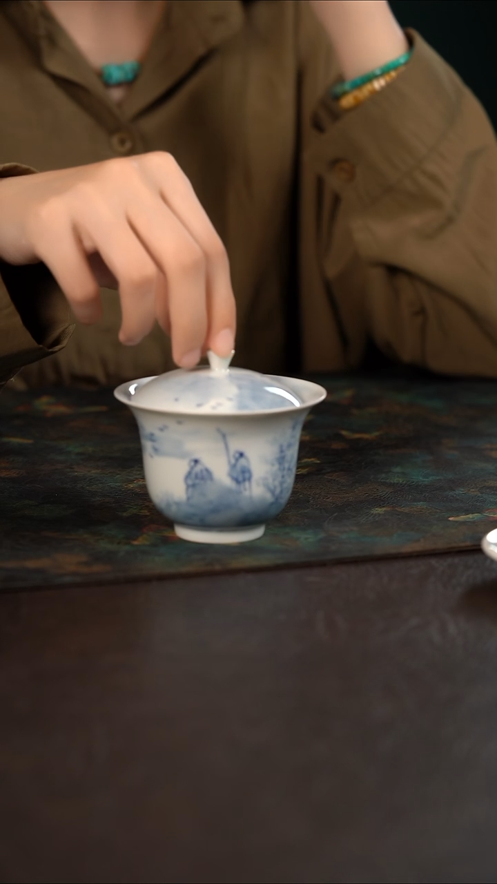 杯HLX陶瓷写意山水盖碗27