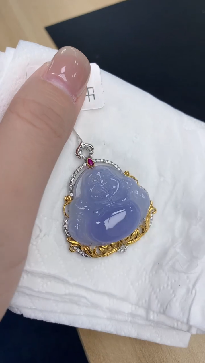 【闪购商品】翡翠颈饰18K金镶嵌天然缅甸翡翠A货