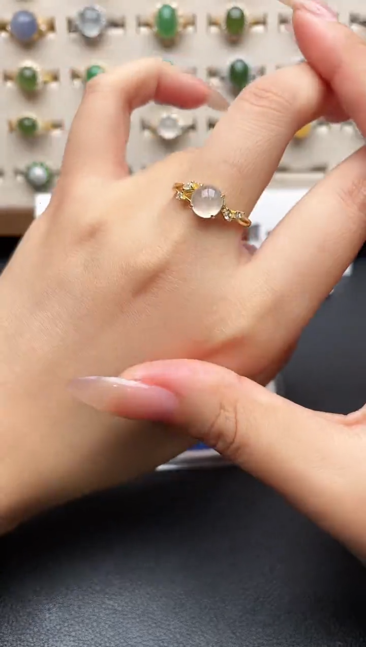 银S925镶嵌戒指翡翠一物一证一礼盒