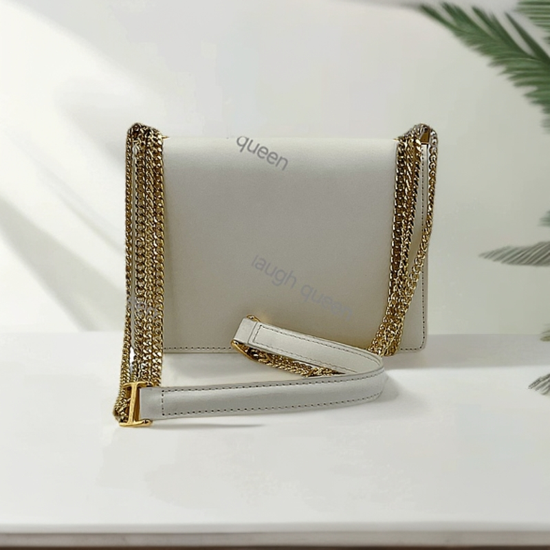 时尚潮流真皮新款女包斜跨包社 10129 白色20cm舌