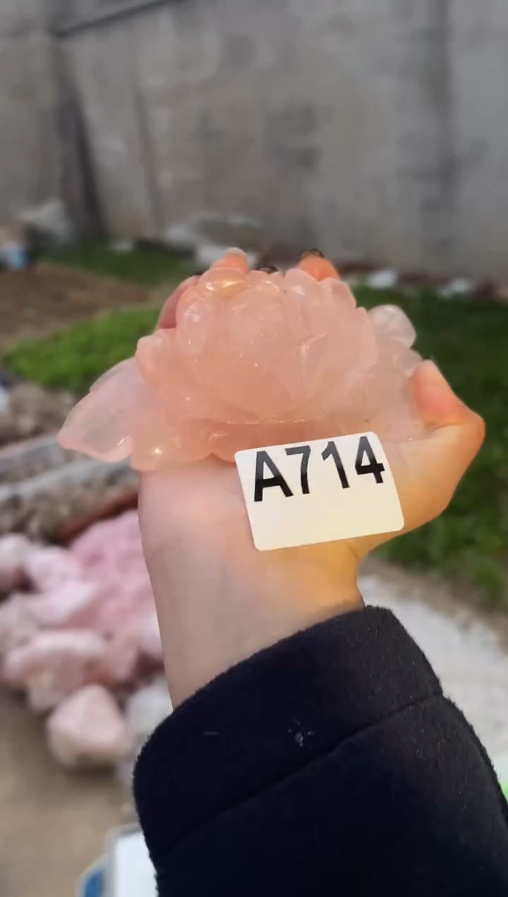 【闪购商品】水晶摆件未镶嵌粉水晶小花 714
