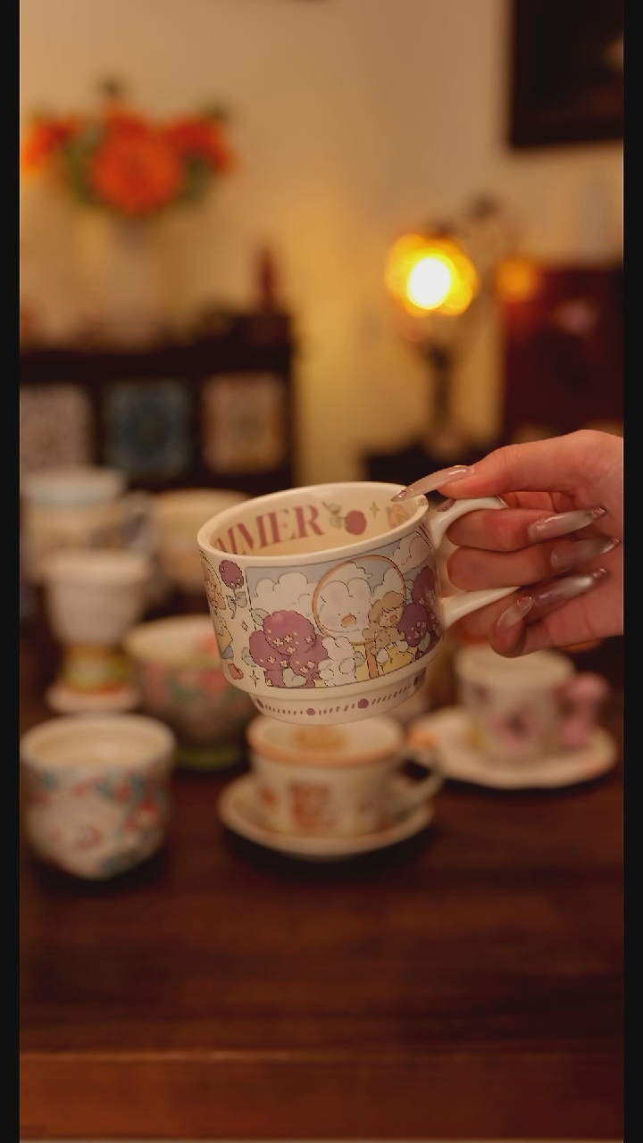 陶瓷手柄款阿满叠叠杯 夏之旅