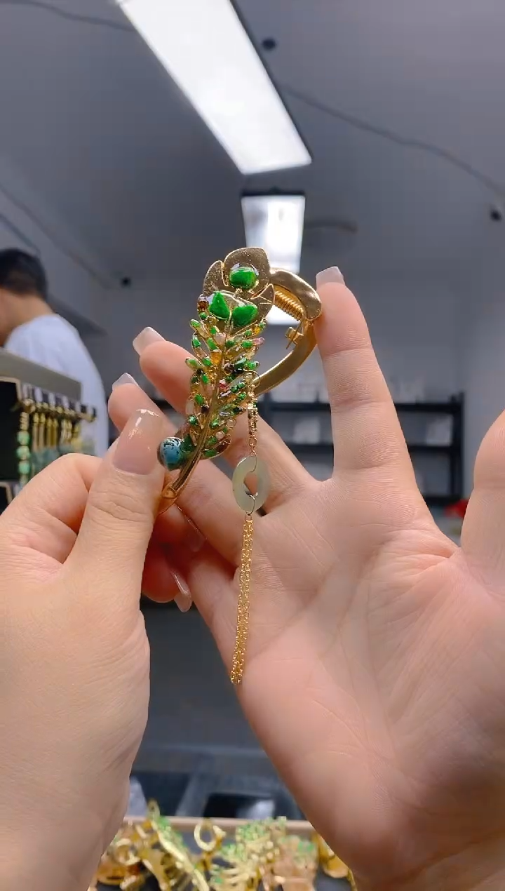 【闪购商品】翡翠耳饰合金235翡翠发簪