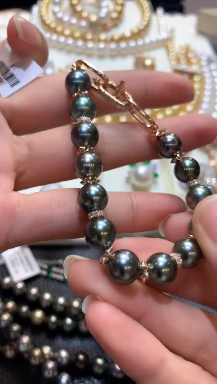 18K金镶嵌手链海水珍珠m93  
