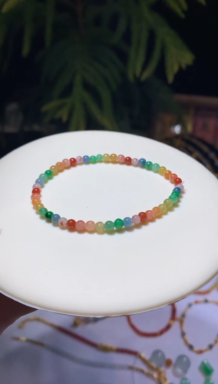 【闪购商品】定制翡翠未镶嵌3.6*彩虹手串2800+280
