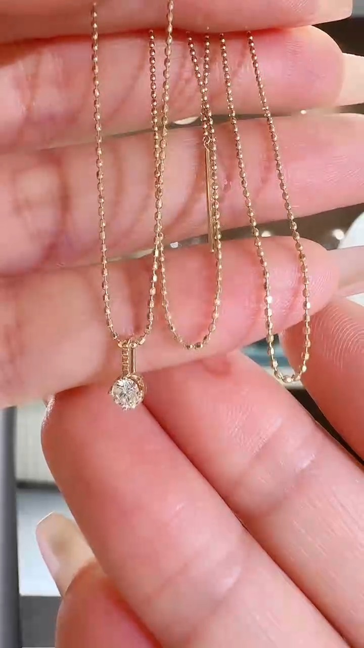 【闪购商品】钻石项链18K金镶嵌10分钻石吊坠+珠珠链