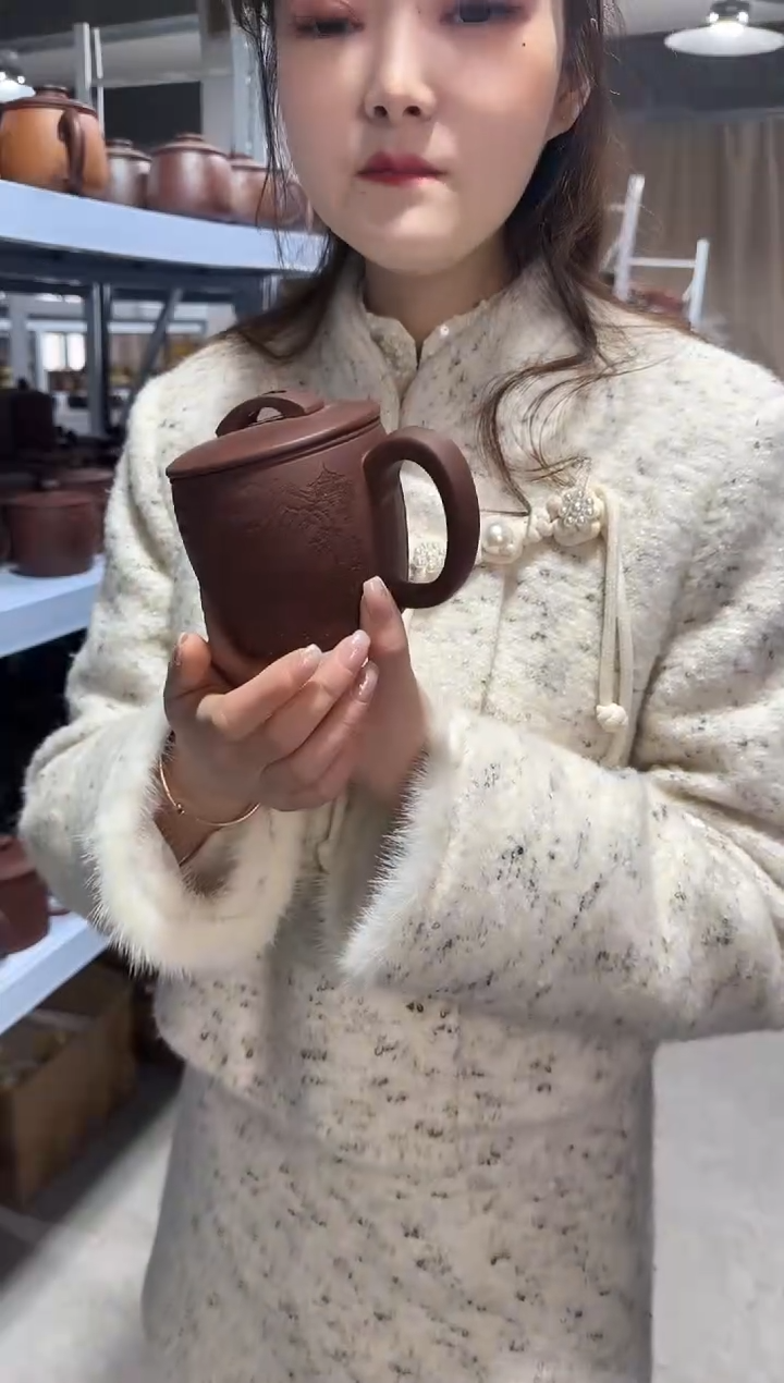 【闪购商品】紫砂盖杯紫砂盖杯汉瓦五牛