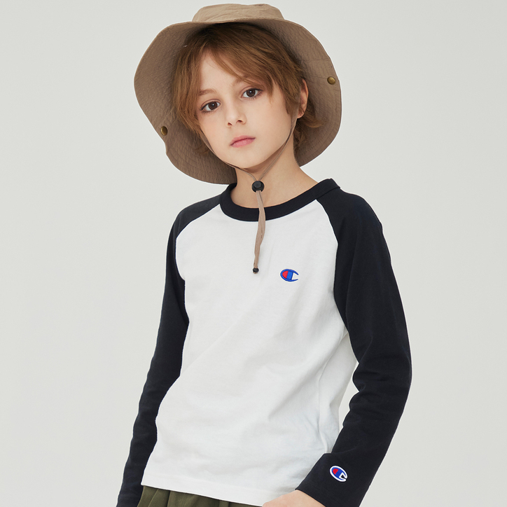 Champion冠军男女童秋装亲子薄款打底圆领套头插肩长袖T恤CK-Y403