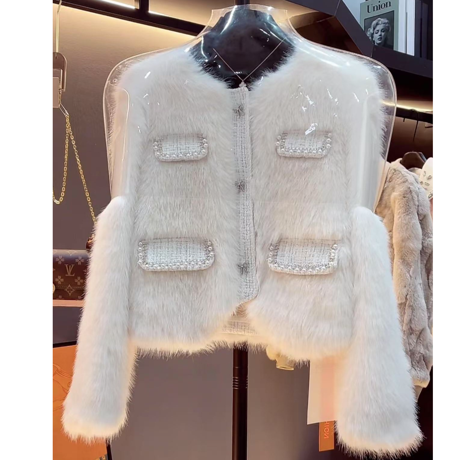 2024冬季新款百搭小香风气质轻奢小香风毛毛外套女重工保暖