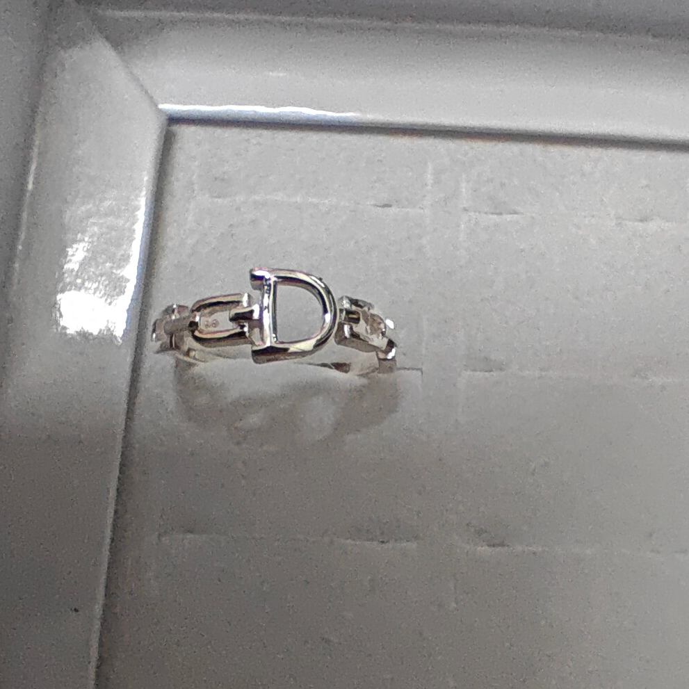 足银戒指 可调节足银999马蹄D型戒指百搭简约时尚银色轻奢小众