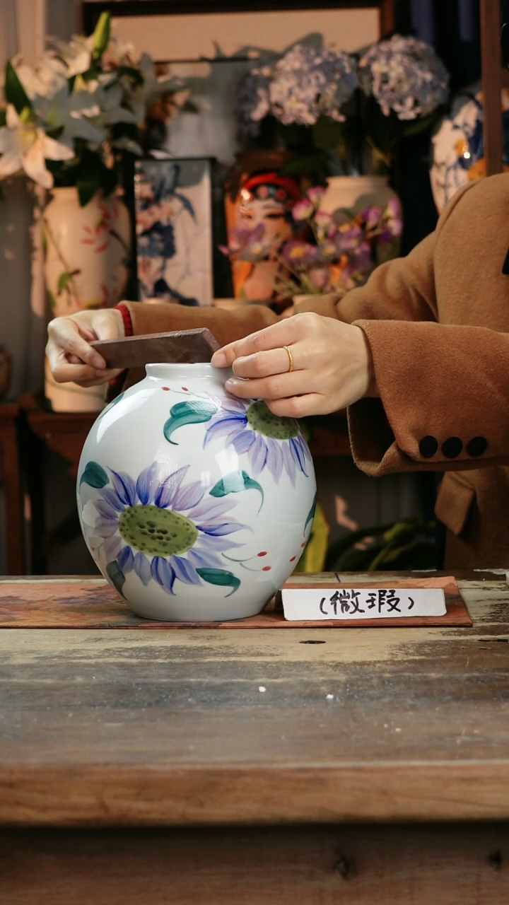 【闪购商品】瓷片景德镇纯手工釉下彩精品花瓶