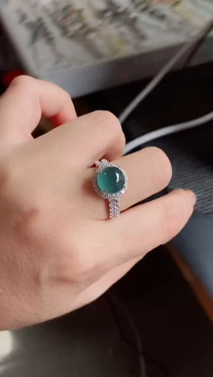 银S925镶嵌戒指翡翠212