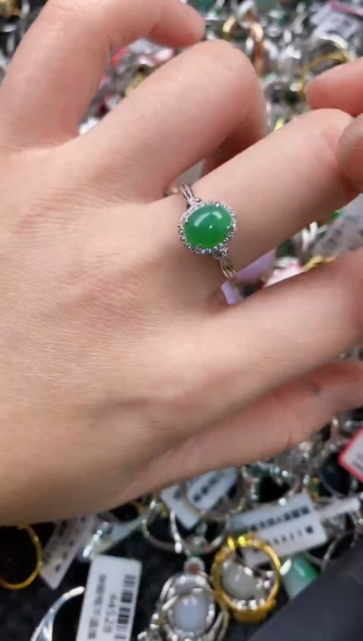 银S925镶嵌戒指翡翠555                   1