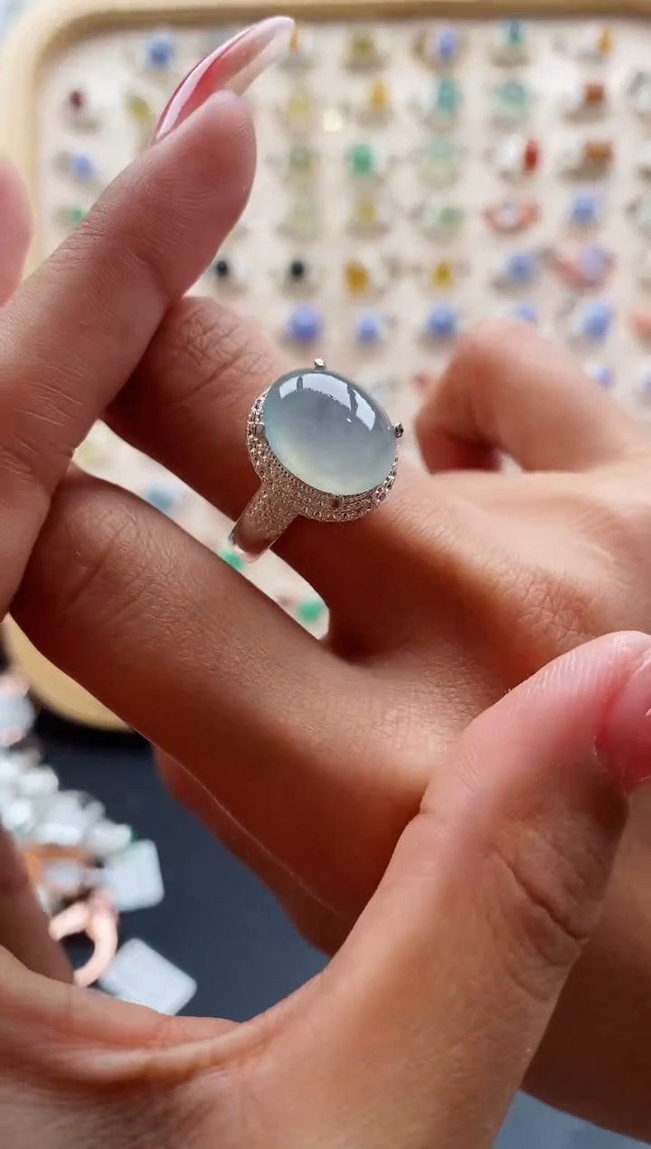 【闪购商品】翡翠戒指未镶嵌缅甸天然A货翡翠222 9+8