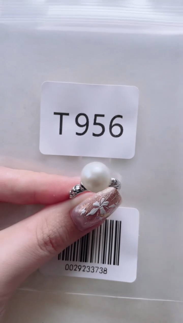 银S925镶嵌淡水珍珠戒指T956