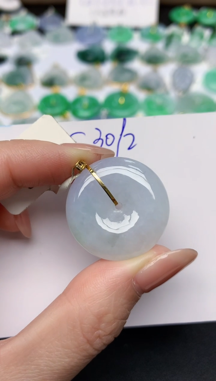 颈饰18K金镶嵌翡翠天然缅甸A货翡翠百元以上9元证书费自理