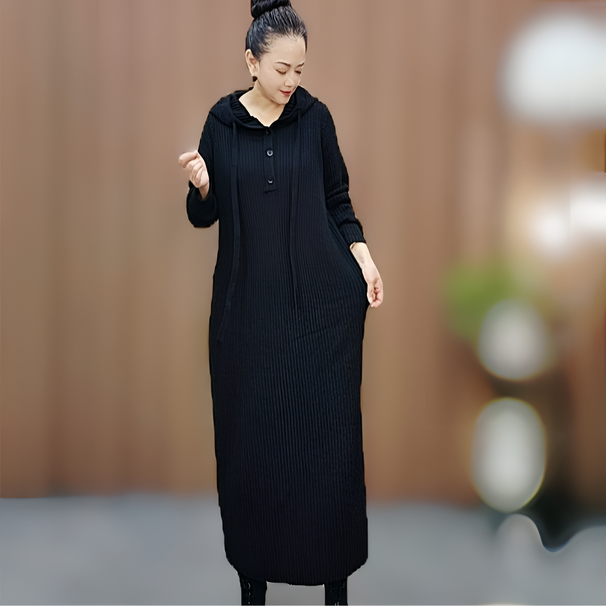 2102连帽针织裙 冬季新款 时尚个性减龄 百搭显瘦遮肉 舒适洋气款