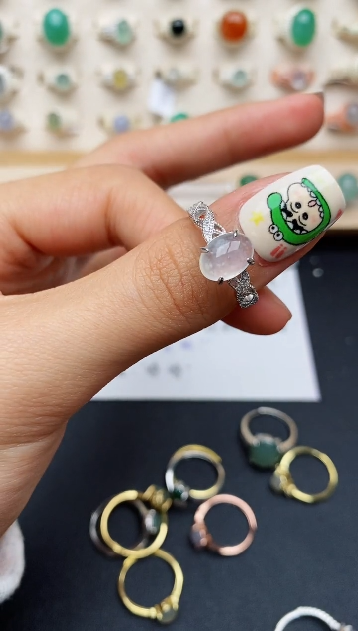 【闪购商品】翡翠戒指银S925镶嵌缅甸翡翠