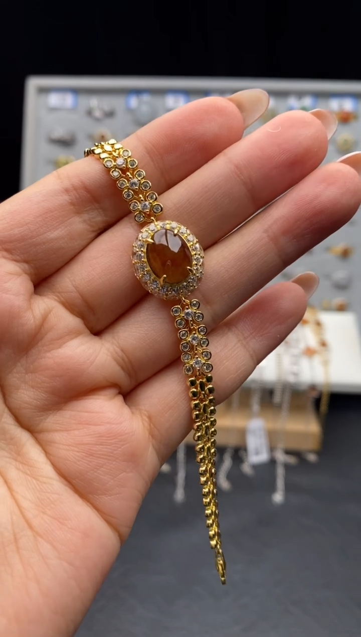 银S925镶嵌戒指翡翠凉**花天然A货翡翠