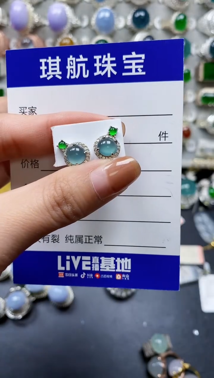 【闪购商品】翡翠耳饰银S925镶嵌0606