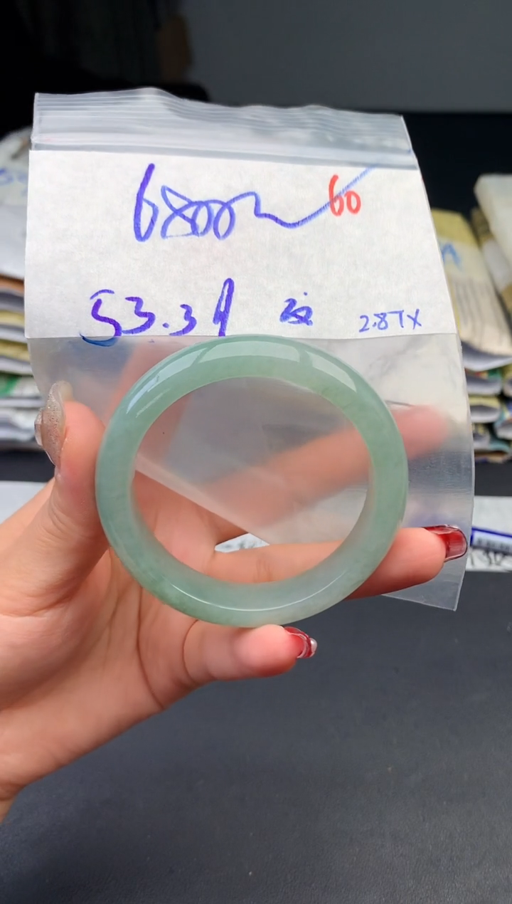 【闪购商品】定制翡翠未镶嵌毛货需精细抛光+60手镯1件+6800元