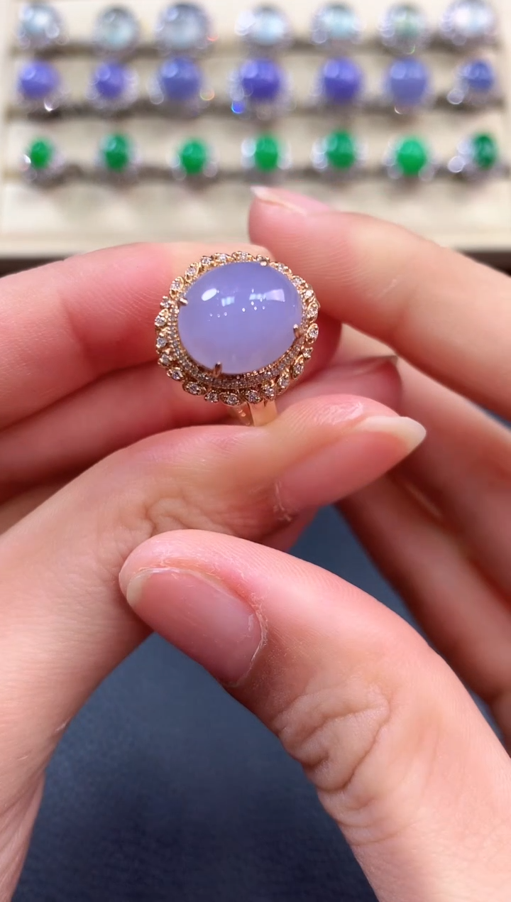 【闪购商品】翡翠戒指18K金镶嵌b125有色差