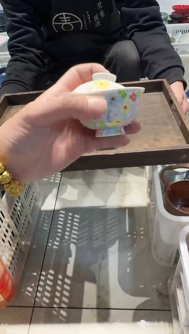 瓷片瓷手绘茶具正品 盖碗