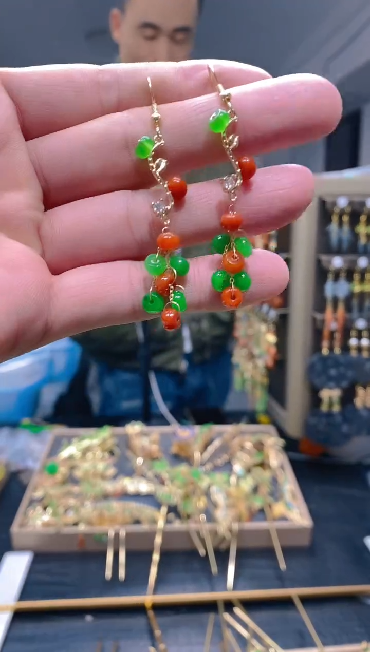 【闪购商品】翡翠耳饰合金125翡翠耳钩