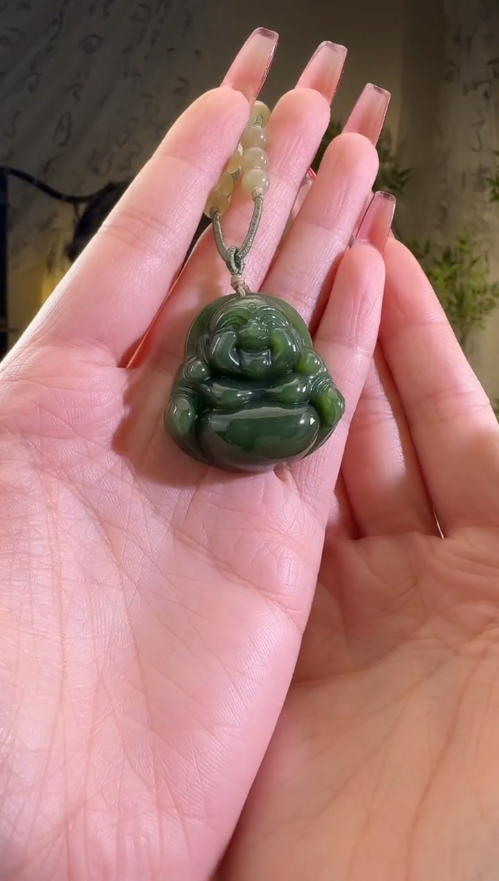 【闪购商品】和田玉颈饰未镶嵌菠菜绿佛公