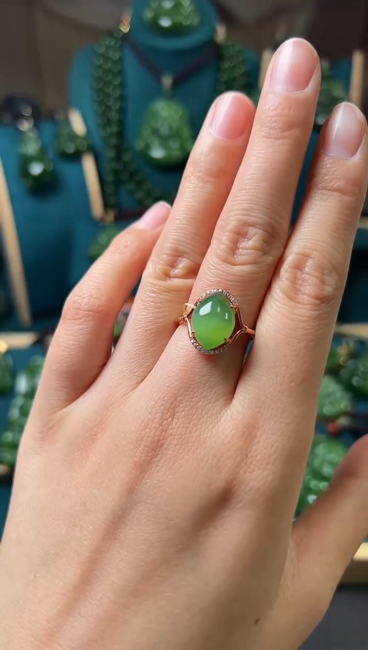 【闪购商品】和田玉（碧玉）戒指银S925镶嵌碧玉