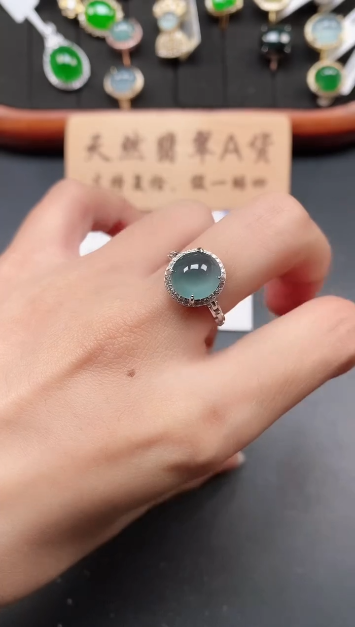 银S925镶嵌戒指翡翠11