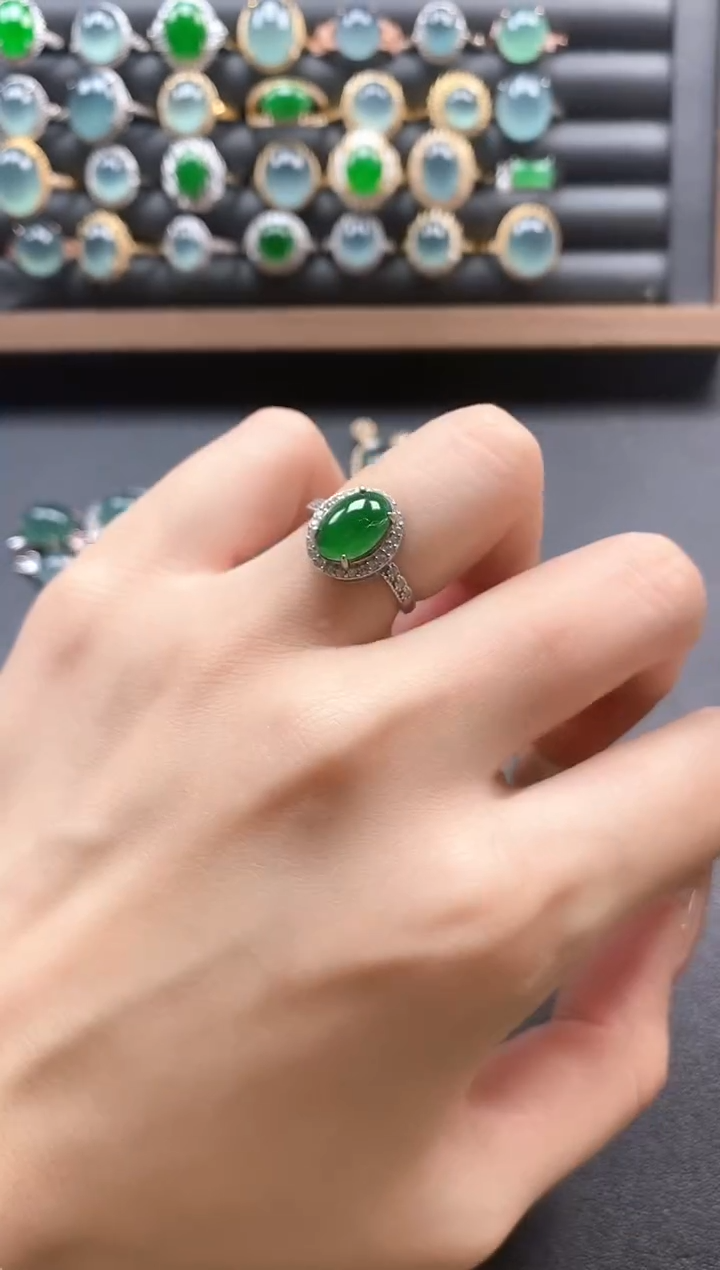 银S925镶嵌戒指翡翠51511