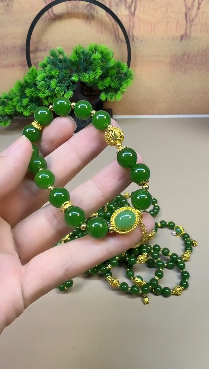 颈饰14K金镶嵌和田玉A134 