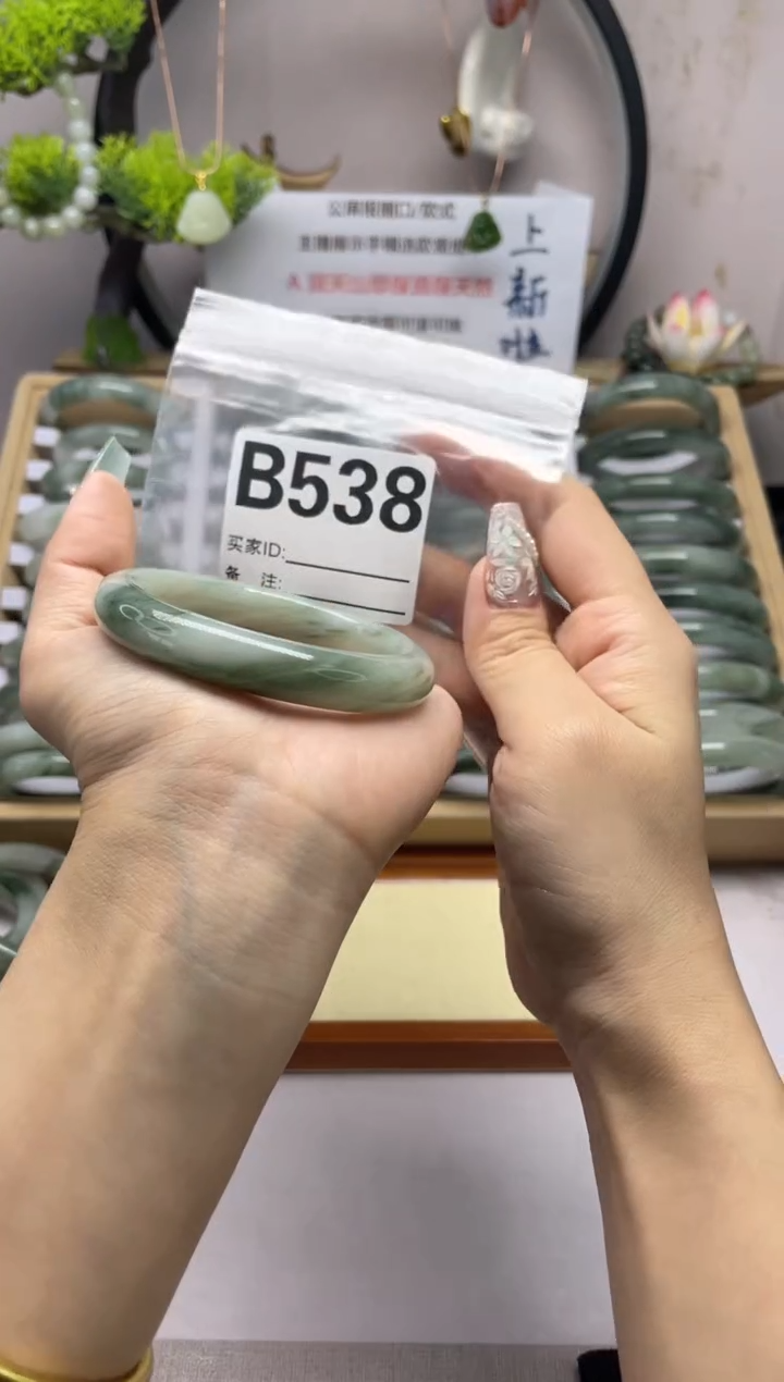 【闪购商品】石英质玉（天山翠）手镯未镶嵌b538