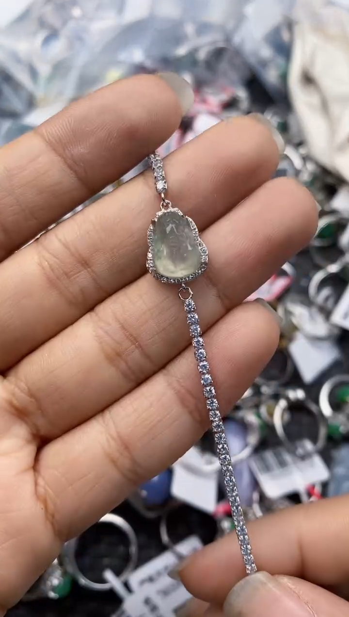 银S925镶嵌戒指翡翠999---3