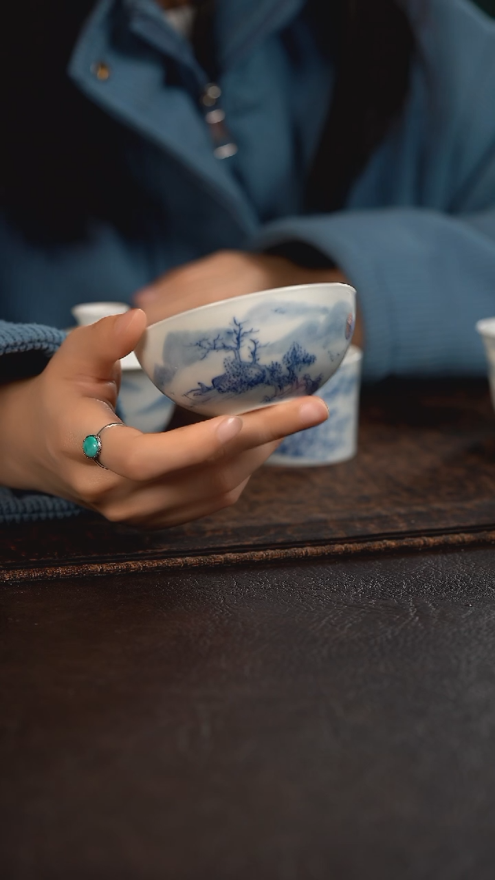 【闪购商品】杯757HLX陶瓷山水普洱杯 内绘