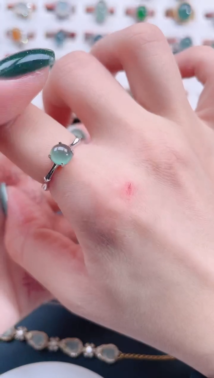 银S925镶嵌戒指翡翠天然翡翠