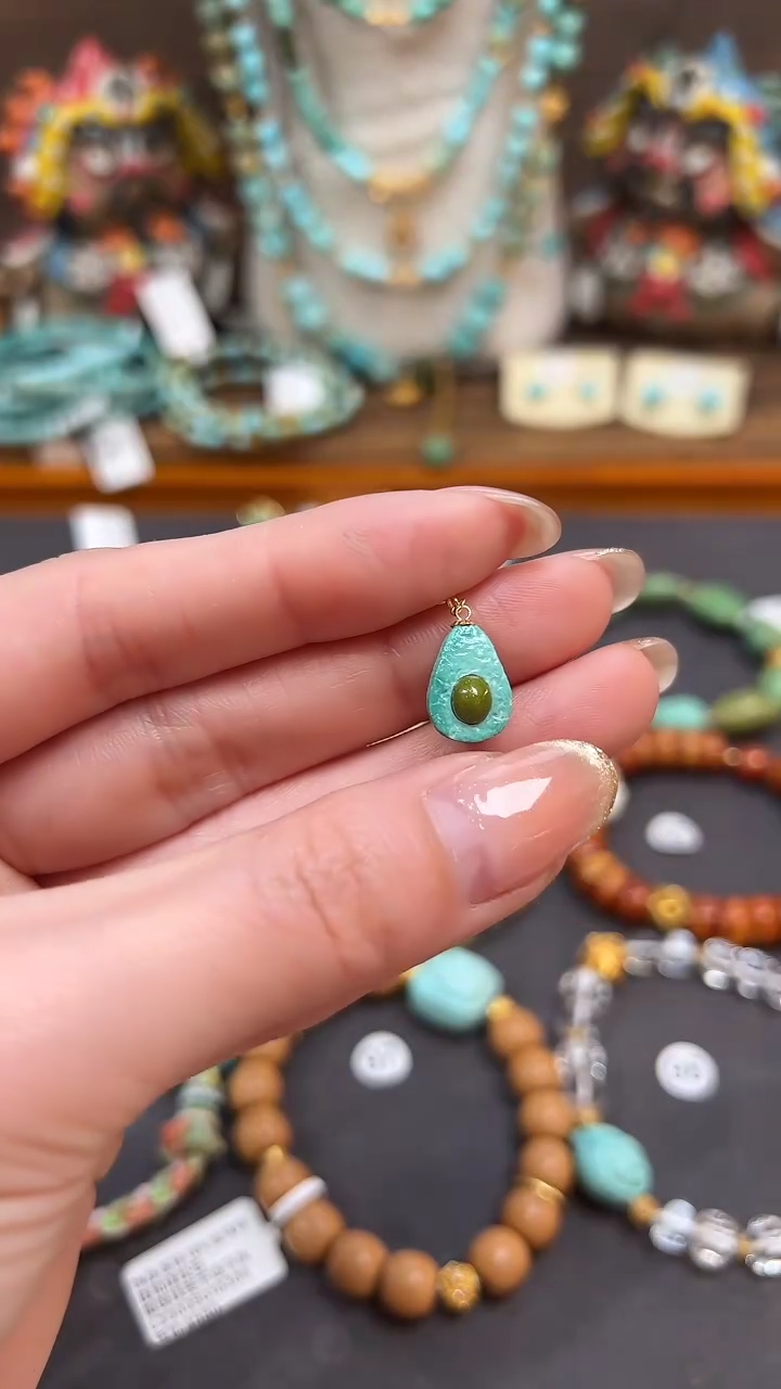 【闪购商品】绿松石18K金镶嵌提溜绿松石提溜